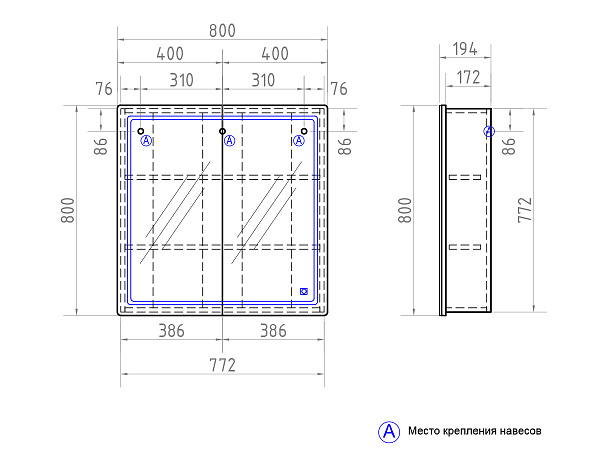 Зеркальный шкаф VIGO Geometry 80 см zsh.GEO.80.El