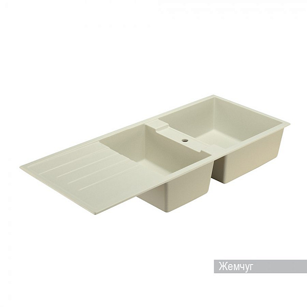 Мойка для кухни Aquaton Торина прямоугольная с крылом и дополнительной чашей жемчуг 1A712032TR240