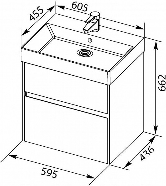 Тумба с раковиной Aquanet Бруклин 60 белый 00212596