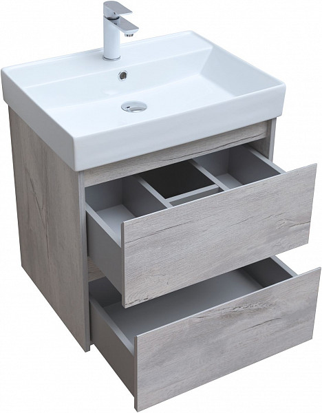 Тумба под раковину Aquanet Nova Lite 60 дуб белый (2 ящика) 00287874