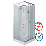 Душ.каб. NG-1101-14BKTG (900х900х2100-2400) низкий поддон(13см) стекло МАТОВОЕ 3 места с полкой