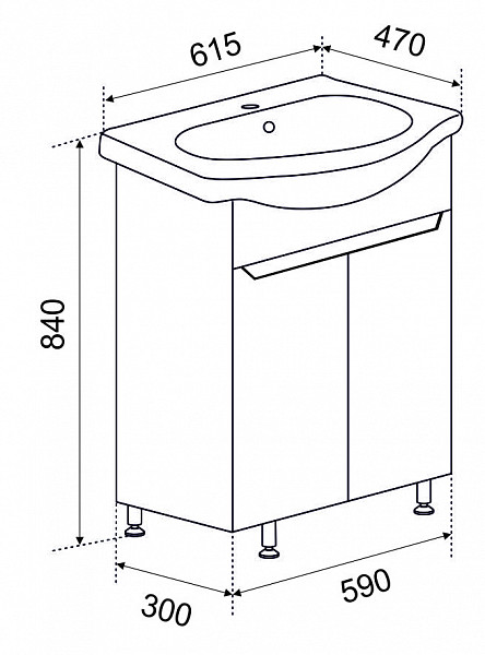 Тумба АГАТА 60  умывальником Уют 60