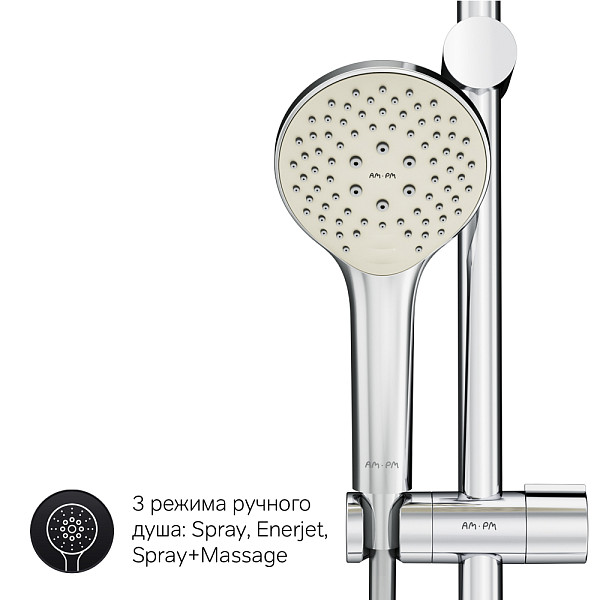 F0790520 Gem душ.система, набор: смеситель д/ванны/душа с термостатом, верхн. душ d 220 мм, ручн.душ