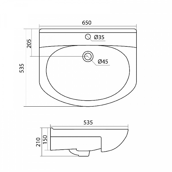 Полукруглая раковина Santek Лидия 65 1WH110207