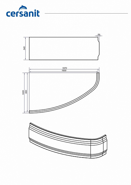 Панель для ванны Cersanit Joanna 160 универсальная A63362