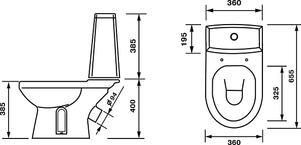 Унитаз-компакт Оскольская керамика Фиона Премиум, нижний подвод воды, косой выпуск, с микролифтом