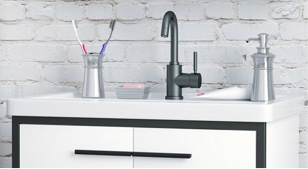 Тумба под раковину Corozo Айрон 60 черный/белый SD-00000399