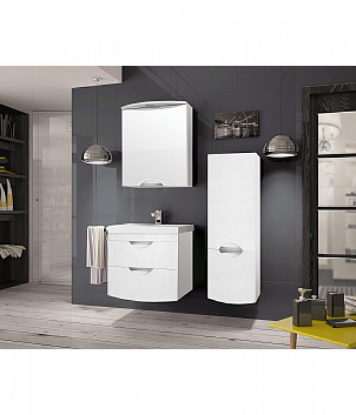 Зеркальный шкаф Жасмин 2 50х72/С, Люкс белый