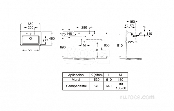 Раковина Roca Dama-N 65х46 327783000