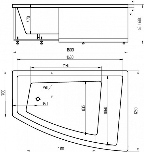 Акриловая ванна Aquatek  Оракул 180x125 ORK180-0000009