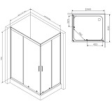 W90G-404-100280-BT Gem душ.ограждение 100х80 прям.,стекло прозрачное, профиль черный мат.,без поддон