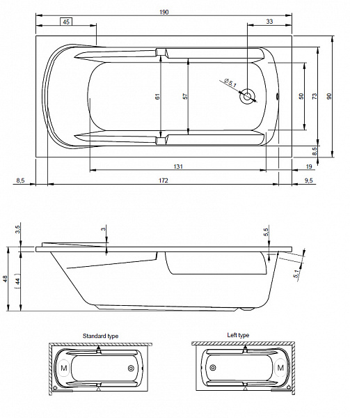 Акриловая ванна Riho Future XL 190x90 B075001005