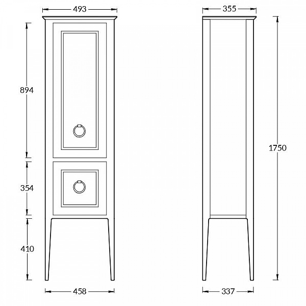 Пенал Kerama Marazzi  Plaza 175 см PL.C.175\WHT