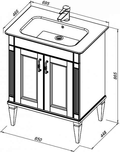 Тумба под раковину Aquanet Селена 70 белый, серебро 00246511