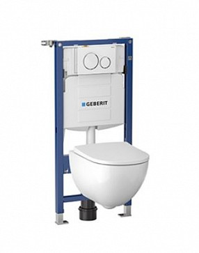 Инсталляция Geberit с безободковым унитазом Geberit Acanto Rimfree, 500.301.KJ.A, сиденье микролифт, комплект Идеальная пара