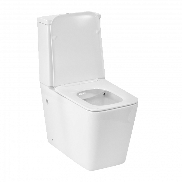 Унитаз-компакт Quadra белый, горизонтальный выпуск,двух режимный слив 3/6 литров, в комплекте с быстросьемным сиденьем микролифт, дюропласт Selena Q011WG