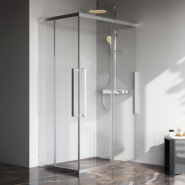 W84G-403-12080-MТ Душевое ограждение Func Square Slide 120х80, мат хром, прозрачное