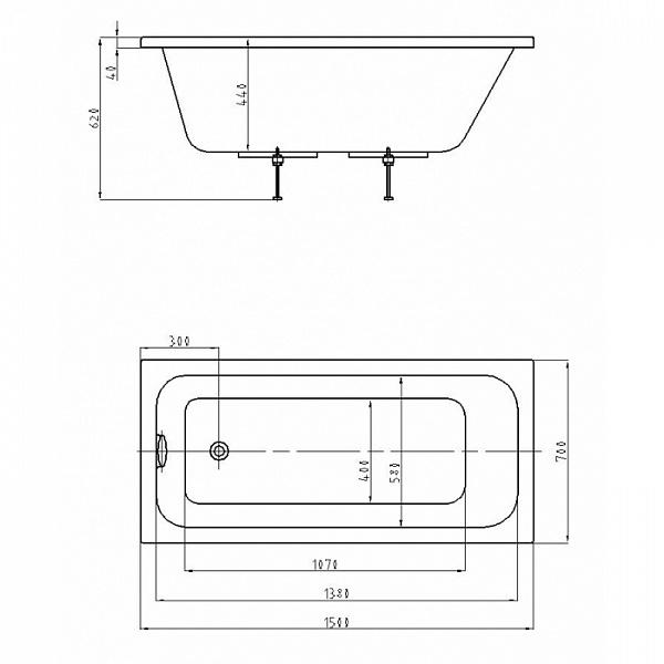 Акриловая ванна Aquatek  Мия 150x70 MIY150-0000001