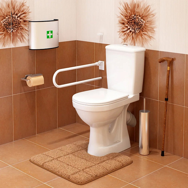 Унитаз-компакт Оскольская керамика Персона Стандарт, подвод воды нижний, косой выпуск, с откидным окрашенным поручнем