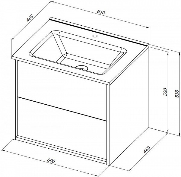 Тумба под раковину Aquanet Lino 60 (Flat) дуб веллингтон 00287541