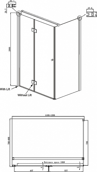 Душевое ограждение Ambassador Diamond 12011107L