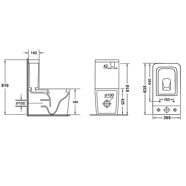 Унитаз GR-4445S-1 (635*365*810) напольный с тонкой крышкой из 2 мест