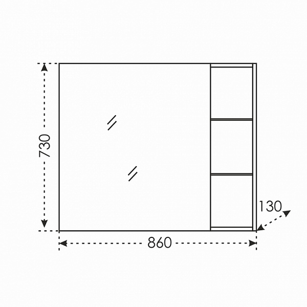 Зеркальный шкаф Дублин 85 универсальный Санта 123007