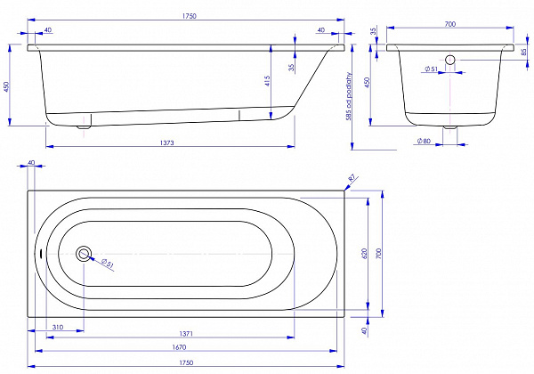 Акриловая ванна Vagnerplast Kasandra 175x70 VPBA175KAS2X-04
