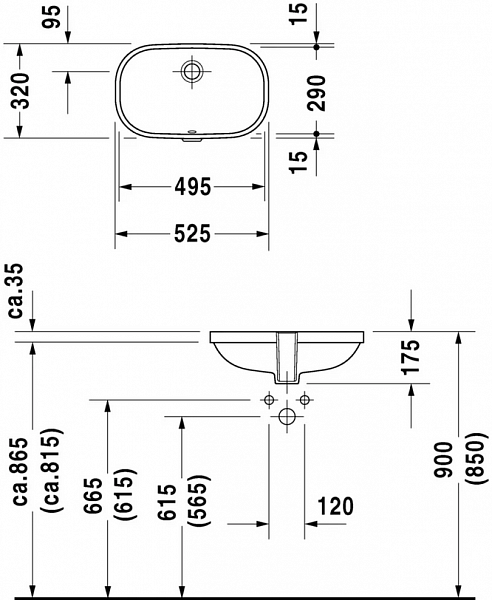 Рукомойник Duravit D-Code 0338490000 встраиваемый