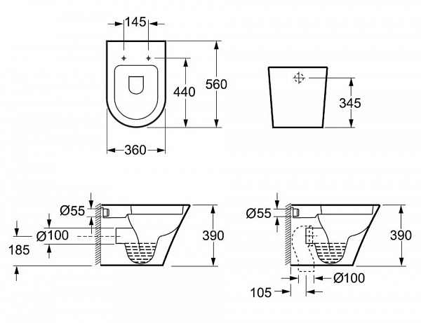 Унитаз приставной Grossman Modern GR-PR3011
