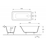 Ванна чугунная Delice Prestige 1750х750 с отверстиями под ручки и антискользящим покрытием