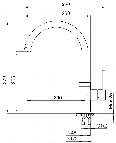 Смеситель для кухни Granula GR-2125 классик, 2125cl