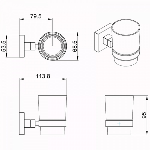Стакан AZARIO RINA стеклянный, хром (AZ-87006)
