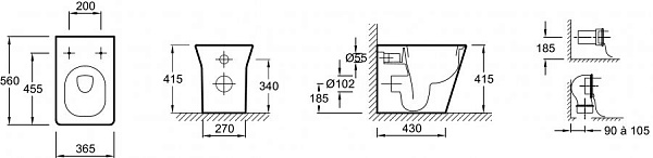 Унитаз напольный приставной Jacob Delafon Reve E4813-00, сиденье с микролифтом, под скрытый бачок