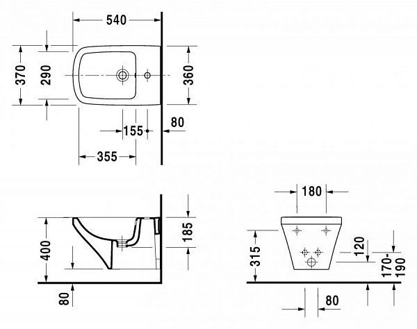 Биде подвесное Duravit DuraStyle 228215