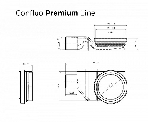 Душевой лоток Pestan Confluo Premium Line 550 Black Glass Gold