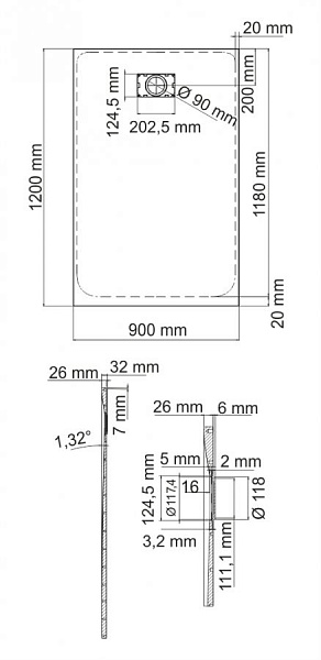 Душевой поддон Wasserkraft Leine 35T07