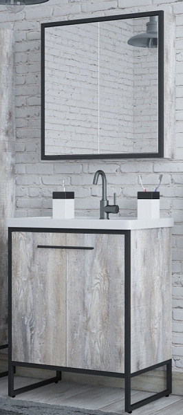 Тумба под раковину Corozo Айрон 60 черный/антик SD-00000385