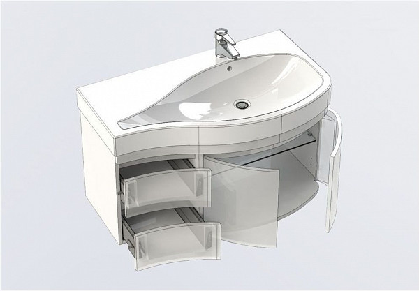 Тумба под раковину Aquanet Сопрано 95 R белый (2 дверцы 2 ящика) 00169633