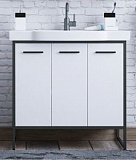 Тумба под раковину Corozo Айрон 90 с корзиной, черный/белый SD-00000412