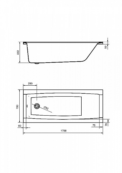 Акриловая ванна Santek Санторини 170х70 1WH302487
