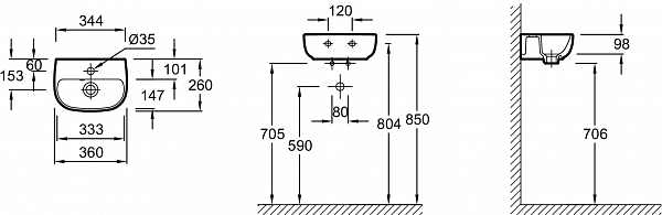 Раковина Jacob Delafon Odeon Up 36х26 см E4761-00