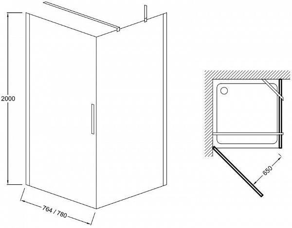 Душевая дверь в нишу Jacob Delafon Contra 80 см E22T81-GA