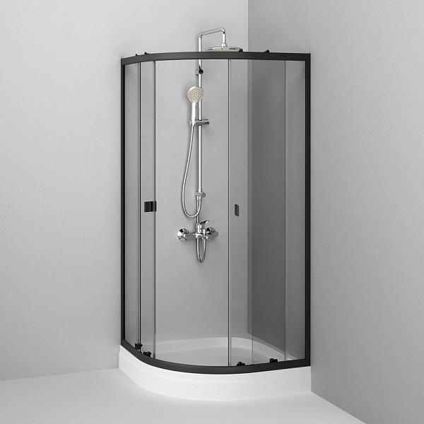 W88E-205-090BT64 X-Joy Twin Slide,  Душевое ограждение c поддоном, 90x90, профиль черный