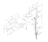 F40890A14 Gem набор 2в1: см-ль д/ванны/душа, верхний душ d 220 мм, ручн.душ 110 мм, 1 ф-ция, душевая