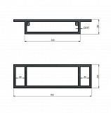 Консоль подвесная "МЕТРИС-50 см" черная с прав. полотенцедержателем (ум. Модуль-50)