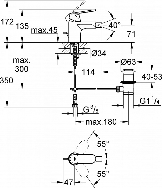 Смеситель для биде Grohe Eurosmart Cosmopolitan 32839000