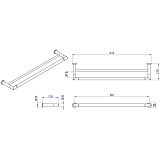 Полотенцедержатель AZARIO FORNY трубчатый двойной 58 см, хром (AZ-88302)