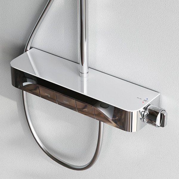 F078F300 Func, душ.сис-ма: см-ль-полка д/ванны/душа с ТМС, душ.штанга, верхн. душ квадр., ручн.душ,