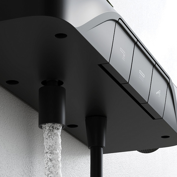 F078F722 Func, душ.система: см-ль-полка д/ванны/душа, душ.штанга, верхн. душ квадр., ручн.душ, черн.